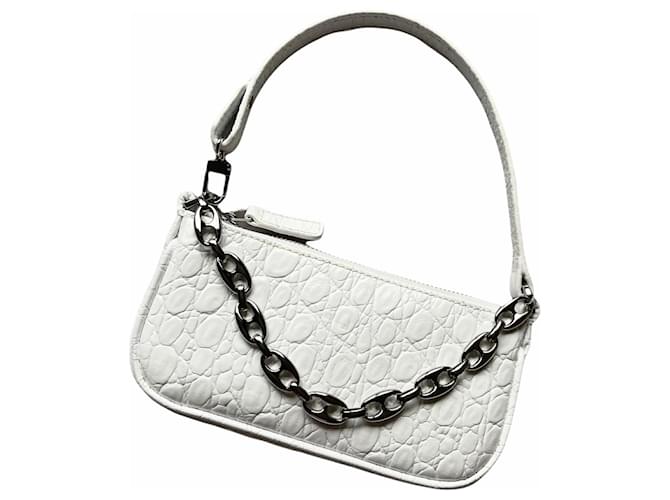 BY FAR Rachel Croc-effect Leather Shoulder Bag in Grey