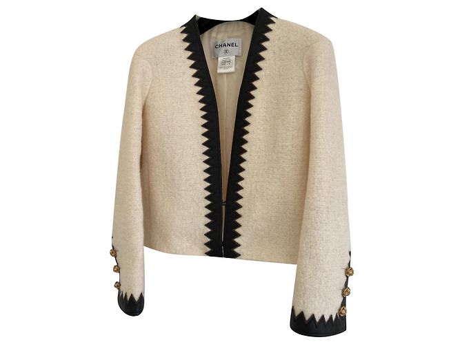 Cambon Chanel Jupe Noir Blanc Beige