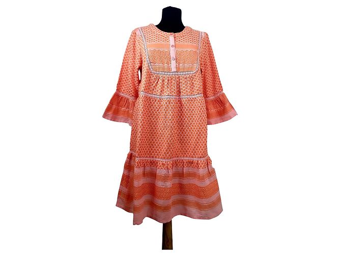 Vestido de algodón Jadee Cecilie Copenhagen naranja rosa Multicolor