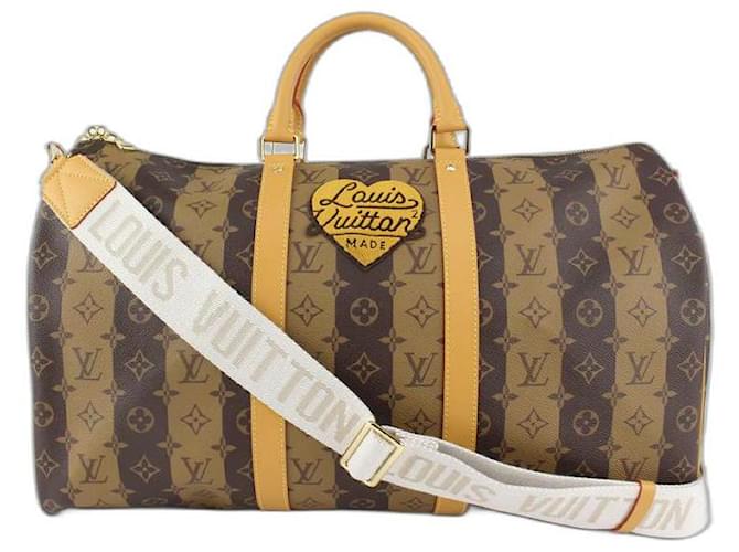 Louis Vuitton Virgil Abloh Nigo Reverse Monogram Stripe Keepall Bandouliere 126l Leather  ref.434990