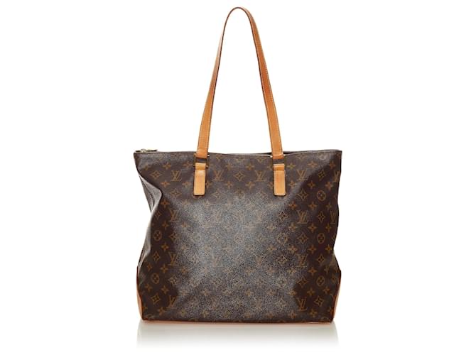 Louis Vuitton Brown Monogram Cabas Mezzo Leather Cloth  ref.435087