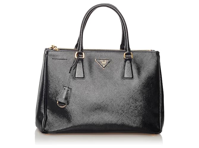 Prada Saffiano Galleria Handbag Black Leather Pony-style calfskin