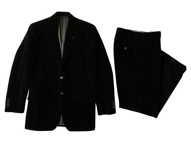 Lanvin black velvet tuxedo suit