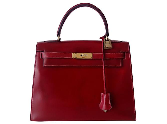 Hermès Hermes Kelly bag 28 Red Leather  ref.435273