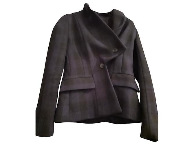 Christian Dior Basque jacket with asymmetric collar Navy blue Wool ref.435279 Joli Closet