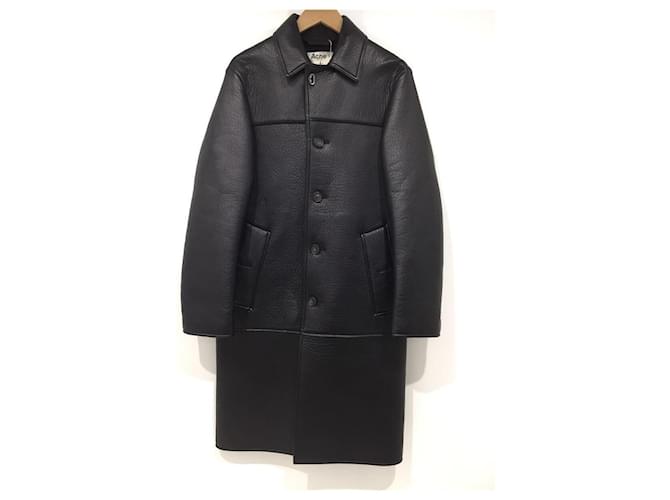 Autre Marque ACNE STUDIOS (Acne)  LEATHER COAT / leather coat / coat / 44 / leather / BLK Black  ref.435332