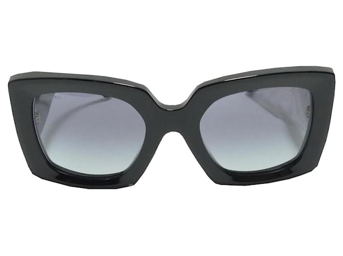 Used] CHANEL 21SS rectangle sunglasses Cocomark Rectangle Sunglasses Eyewear  Black Size: 53 □ 22 140 Plastic  - Joli Closet