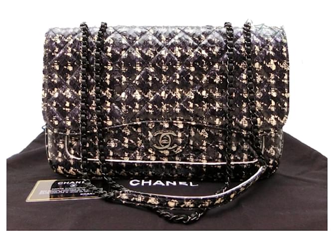 Used] Chanel Python Leather Matrasse W Chain Bag Black ref.435374 - Joli  Closet