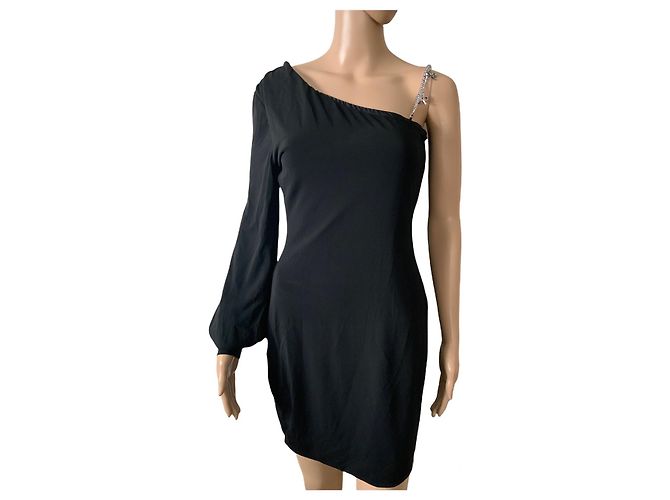 Patrizia Pepe Schwarzes One Shoulder Kleid