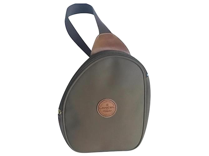 Lancel Backpacks Beige Leather Cloth  ref.435401