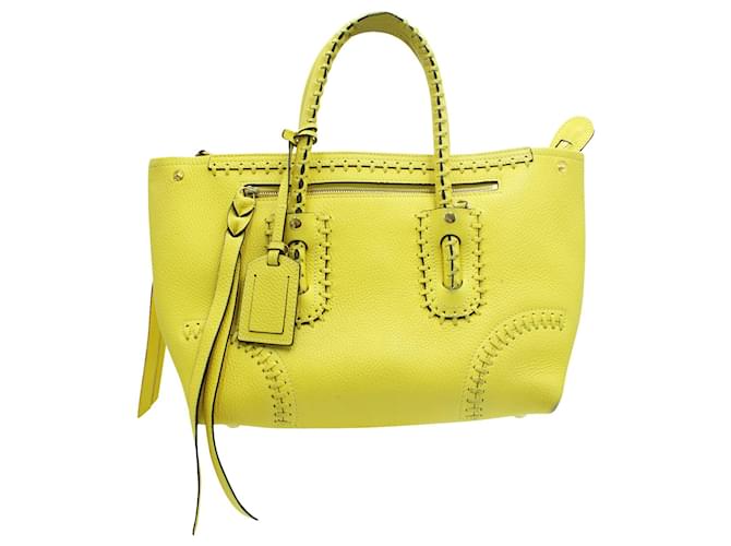 Alexander Mcqueen Bright Yellow Grain Leather Handbag  ref.435412