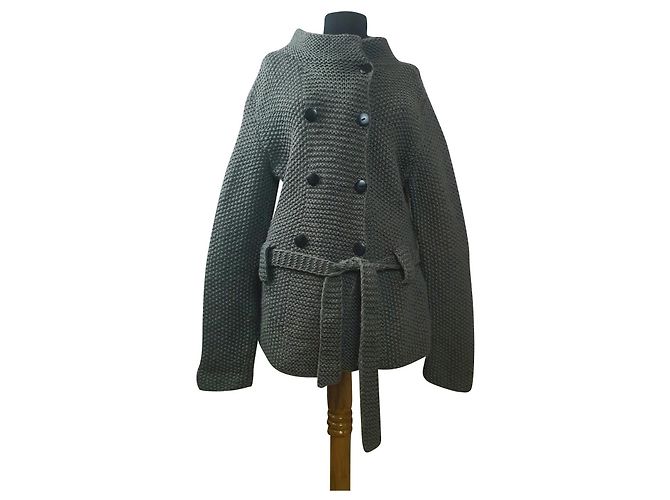 Autre Marque Rabens Saloner Strickjacke aus Wolle Grau M