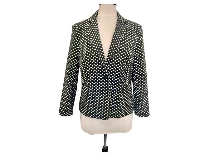Diane Von Furstenberg Schwarzer Blazer mit weißen Punkten
