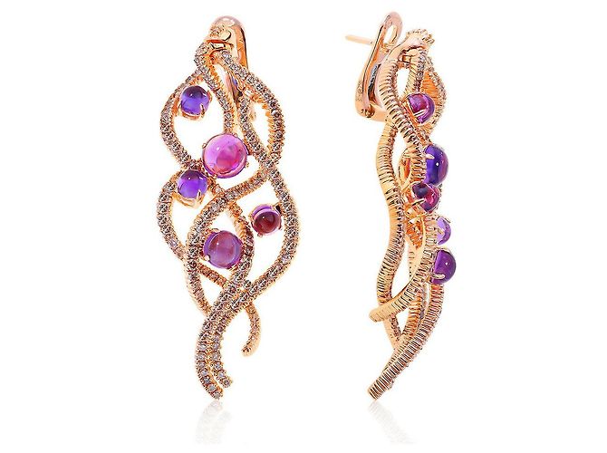 Brincos de ametista com ouro Damiani Natural Grace