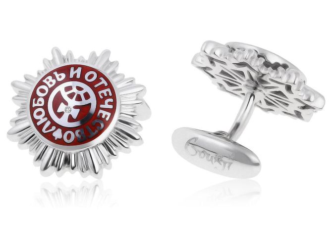Autre Marque Gemelli con diamanti e smalto Gourji