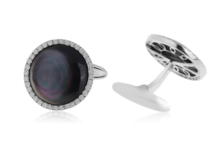 Autre Marque Cufflinks with diamonds and mother-of-pearl Safo Joailleri  ref.436011