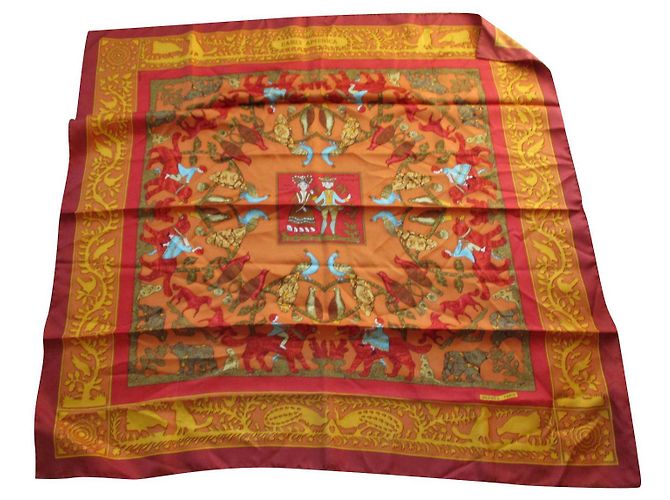 Hermès Early América, sarja de seda. Multicor
