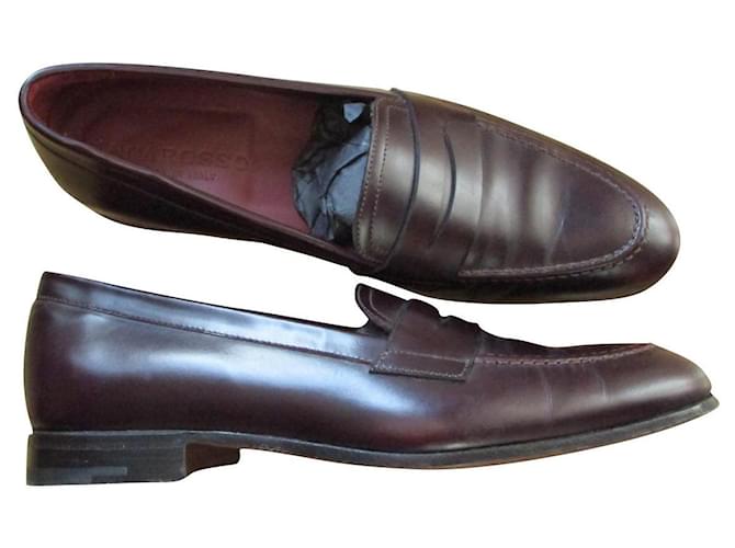 Autre Marque Burgundy leather loafers, Pointure 39. Dark red  ref.436820