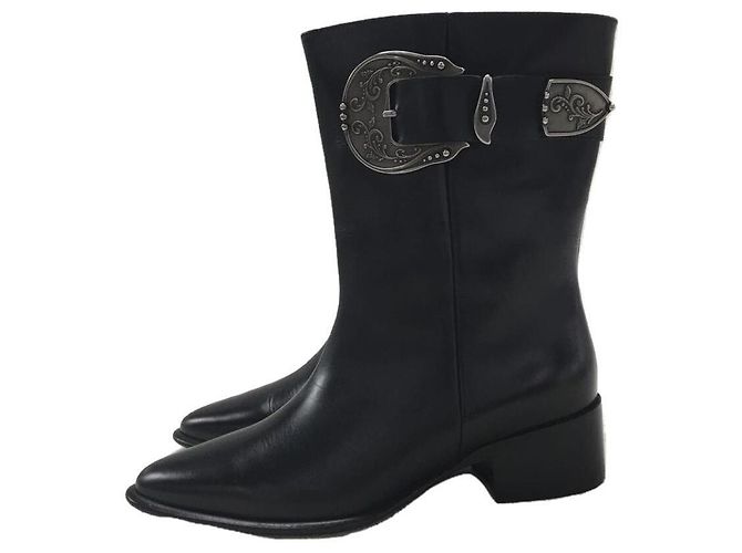 LOEWE Punta puntiaguda / botas vaqueras / botas vaqueras / 40 / BLK / Cuero