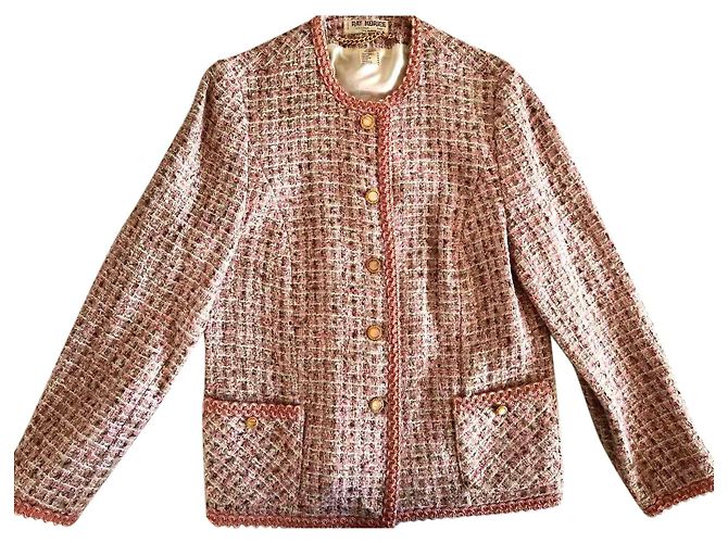 Autre Marque Ray Morice Paris Tweed Jacke Rosa Wolle 42 Pink