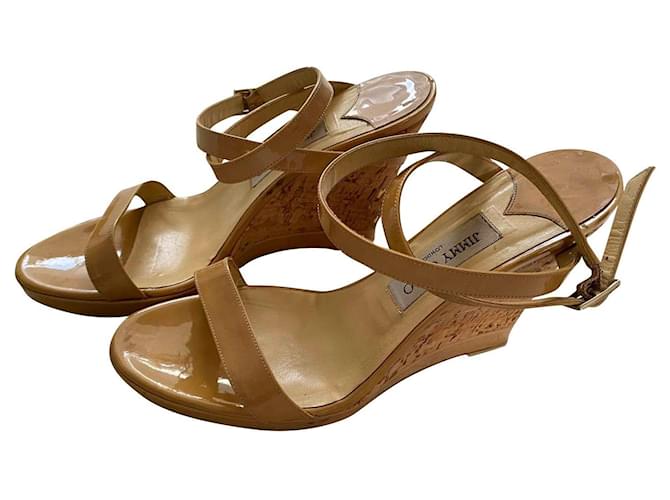 Jimmy Choo Sandals Beige Patent leather  ref.437065