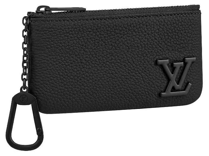 Louis Vuitton LV Key Pouch Aerogram Black Leather  ref.437204