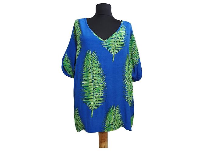 Autre Marque Top de viscose azul e verde Fabienne Chapot XL