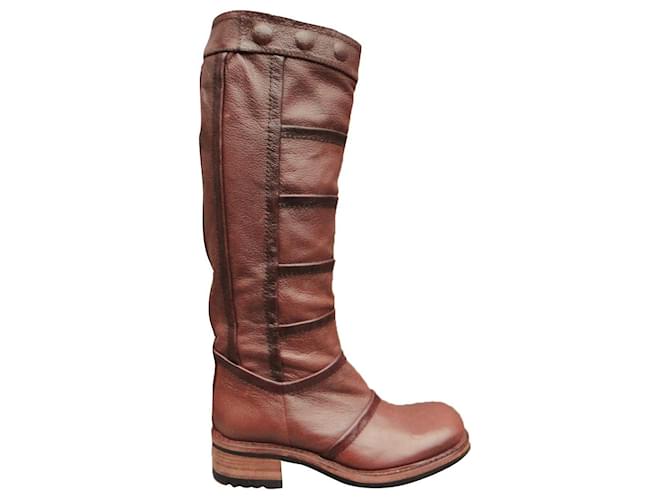 Free Lance Biker Model Boots 4 New condition Brown Leather  ref.437219