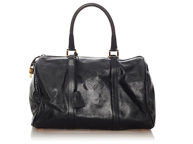 Loewe Black Leather Boston Bag Pony-style calfskin  ref.437297