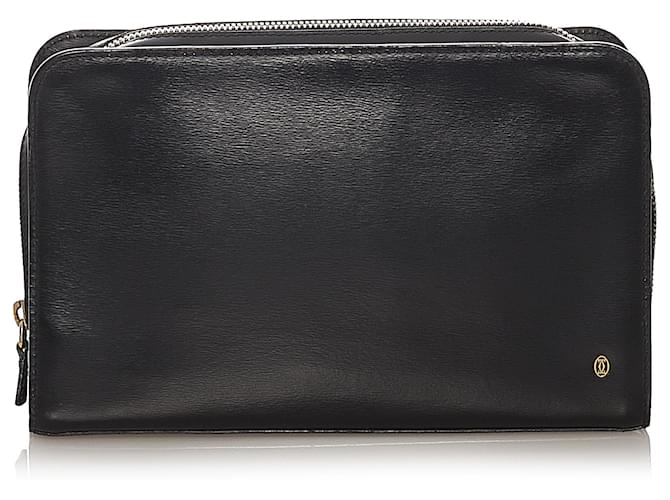 Cartier Black Leather Clutch Bag Pony-style calfskin  ref.437337