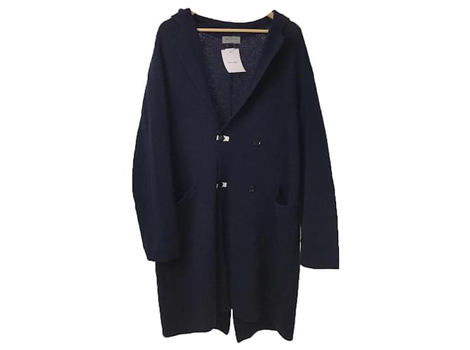 yohji yamamoto POUR HOMME 18AW / cardigan (thick) / 3 / wool / NVY / plain  / long cardigan