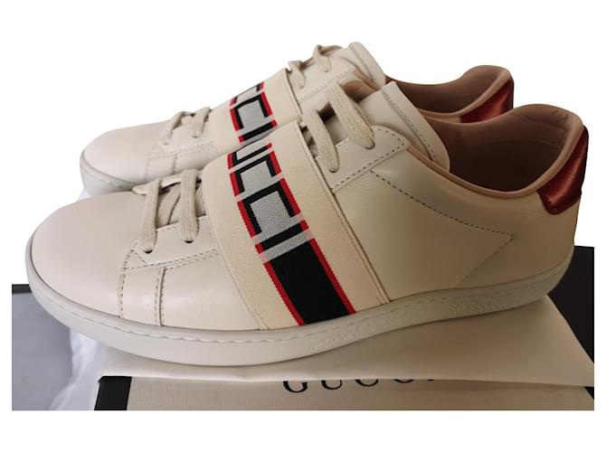 Gucci New Ace Damen-Sneaker 36 Weiß Leder  ref.437609