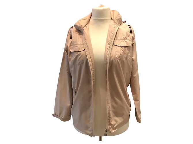 Giacca con cappuccio Chanel in nylon beige e nera Nero