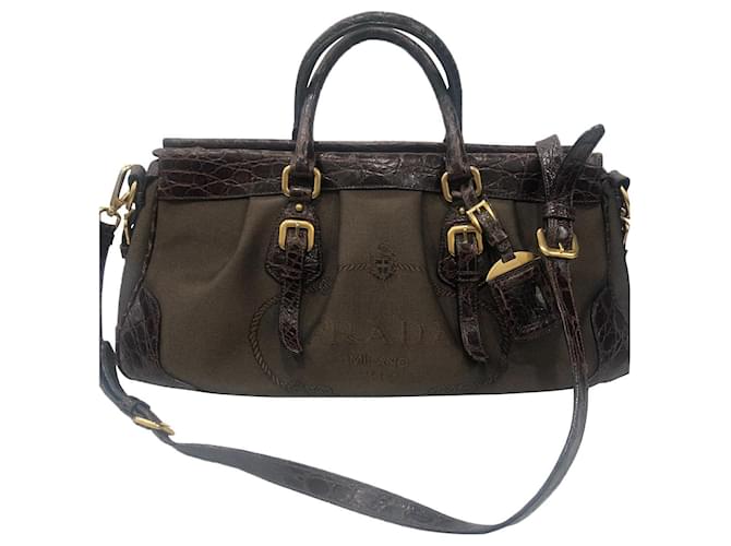 Prada Handbags Dark brown Cloth  ref.437920