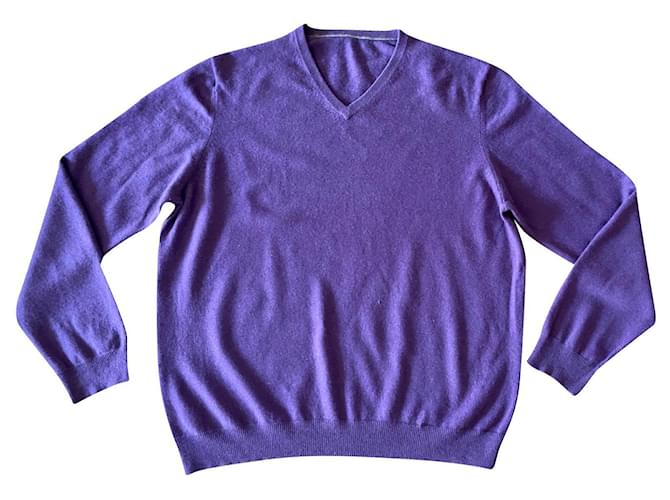 maglia viola in cashmere - scollo a V - T. XL o 42 massimo Dutti Porpora Cachemire  ref.437933