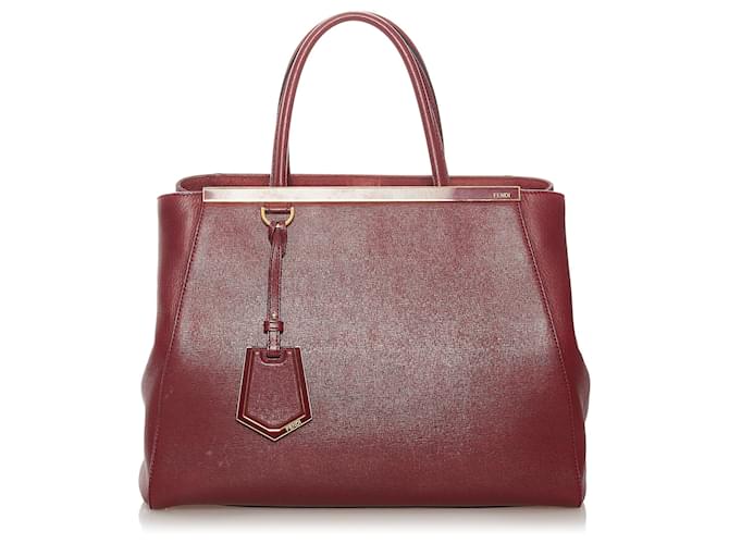 Fendi Red 2Jours Leather Handbag Pony-style calfskin  ref.438014