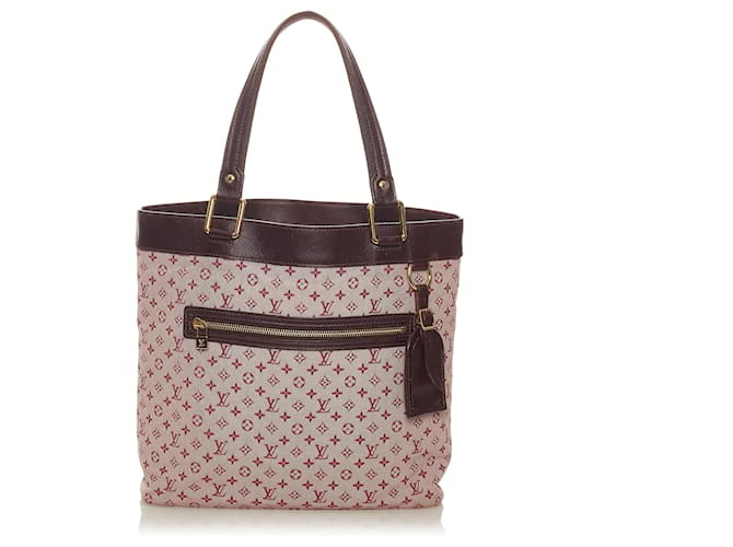 Louis Vuitton Red Monogram Mini Lin Lucille GM Pink Leather Cotton Pony-style calfskin Cloth  ref.438551
