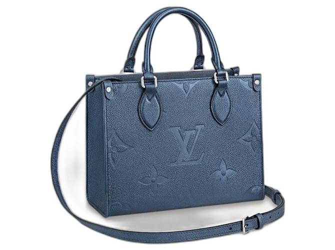 Louis Vuitton bolso tote LV Onthego PM Azul marino Cuero  ref.438805