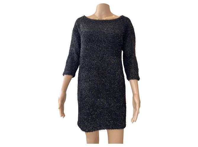 Elisabetta Franchi Glänzendes Kleid Schwarz Oversize