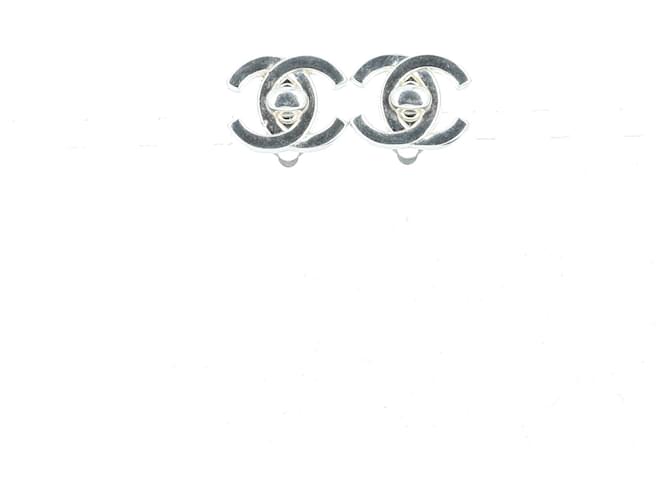 Chanel iconic 1996 Turnlock earrings. Silvery Silver  ref.439002