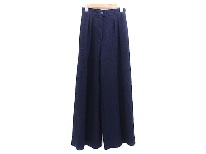 [Occasion] CHANEL / Pantalon large / Bas Coton Bleu Marine  ref.439087