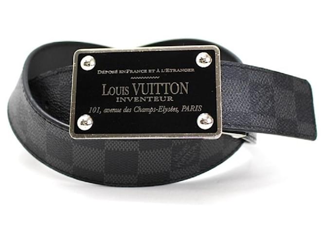 Louis Vuitton Black Charcoal Monogram Denim Ceinture Belt 80/32 ref.293718  - Joli Closet