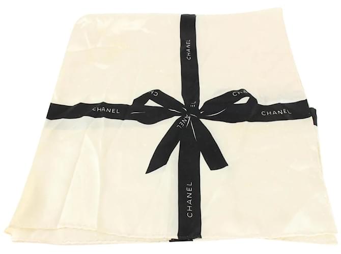 Chanel Ivory x Black Ribbon Logo CC Silk Scarf ref.439318 - Joli Closet