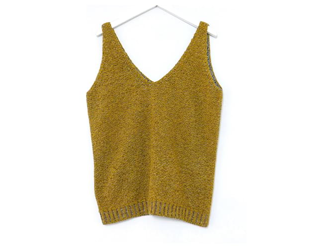 Prada AW15 Golden Mustard Cashmere/Silk Knitted Vest  ref.439384