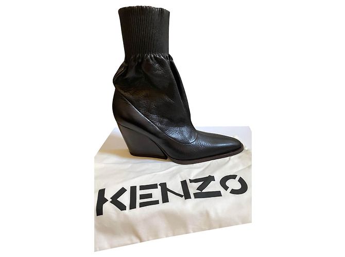 Kenzo Billow Low Top Stiefeletten Leder Schwarz 38