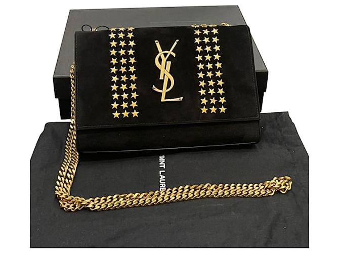 Downtown Yves Saint Laurent Kate aus schwarzem Wildleder mit Sternnieten 