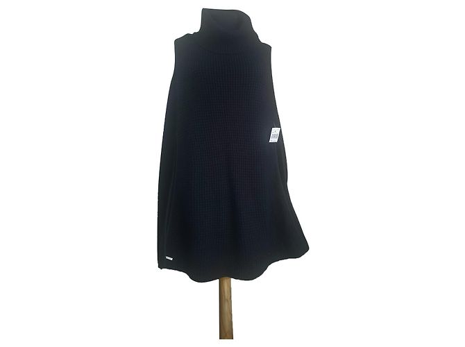 Ralph Lauren Poncho Schwarz Wolle