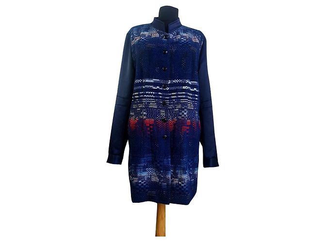 Casaco Blazer Longo Riani Azul e Multicor de Lã