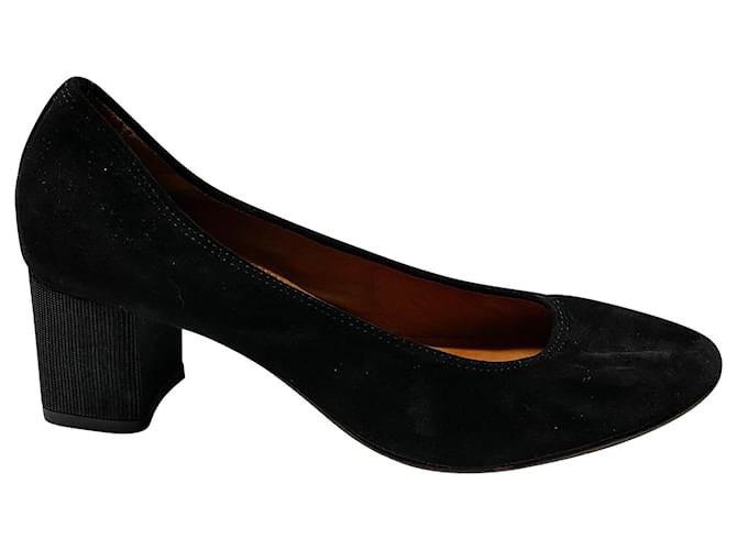 Zapatos de salón con tacón en bloque Lanvin en ante negro Suecia  ref.439741
