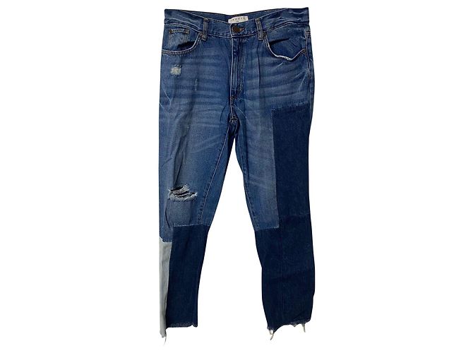 Sandro Distressed Patchwork Jeans aus blauer Baumwolle 